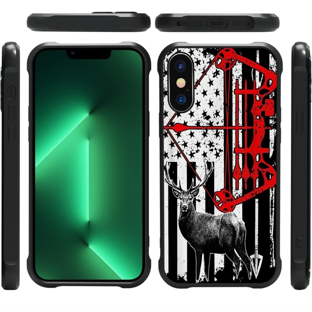 iPhone XR Case,Bow Hunting Deer Flag Case for iPhone XR Cases for Men Boy [Anti-